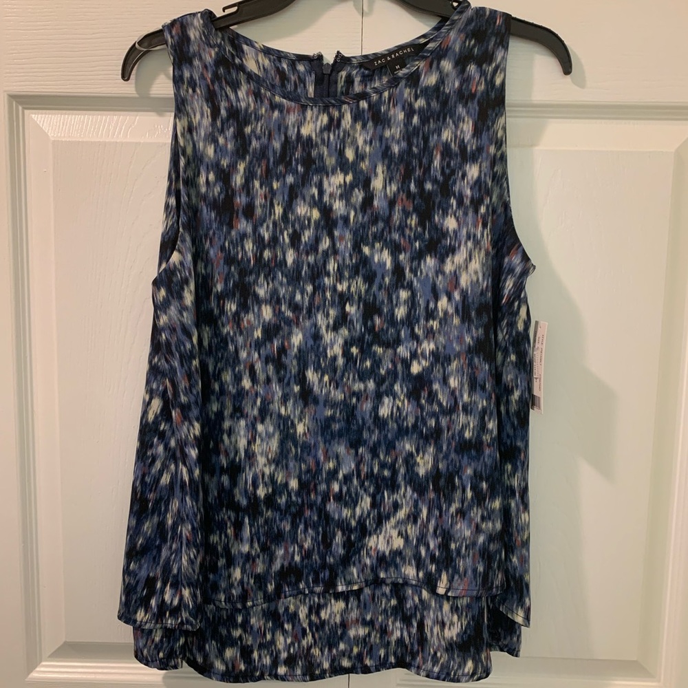 Zac & Rachel tiered flyaway back sleeveless top Sz M  NWT